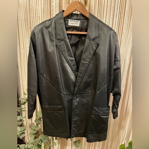 Vintage Jackets & Blazers - Vintage 1980s oversized Northside Fashions Genuine Leather Jacket